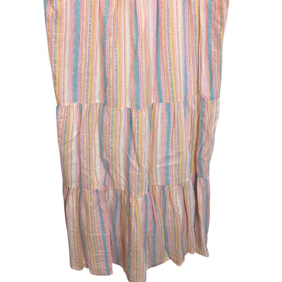Linda Anderson Dress Womens Large Striped Tiered Maxi Adjustable Straps Lined - Picture 15 of 16